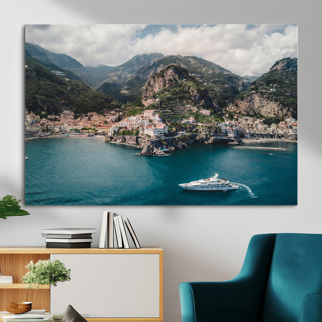Amalfi Coast Wall Art – Framed Italian Seaside Canvas