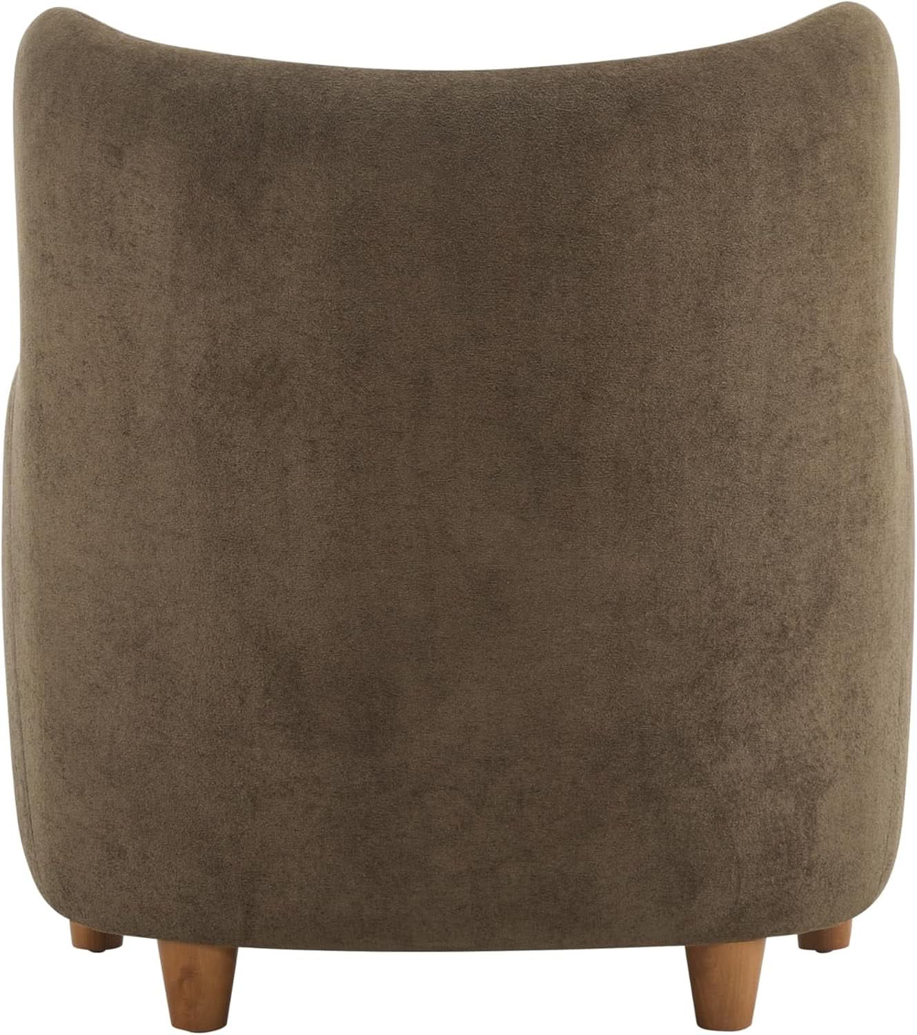Brown Velvet Wingback Chair With Contoured Backrest