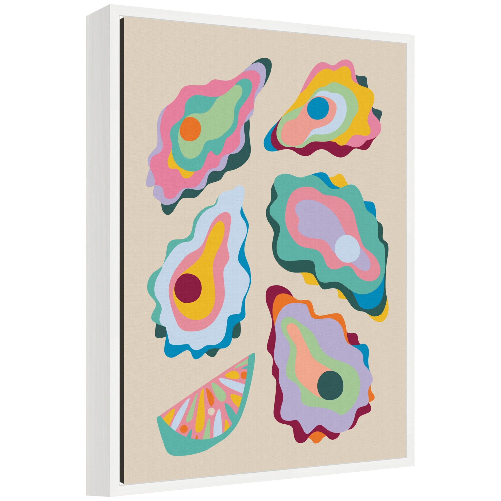Sylvie Coastal Oysters and Lemon Framed Canvas by Rachel Lee