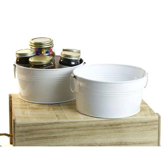 8 inch Round Tin Tub in multiple finishes: White