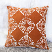 Burnt Orange Damask Embroidered Throw Pillow