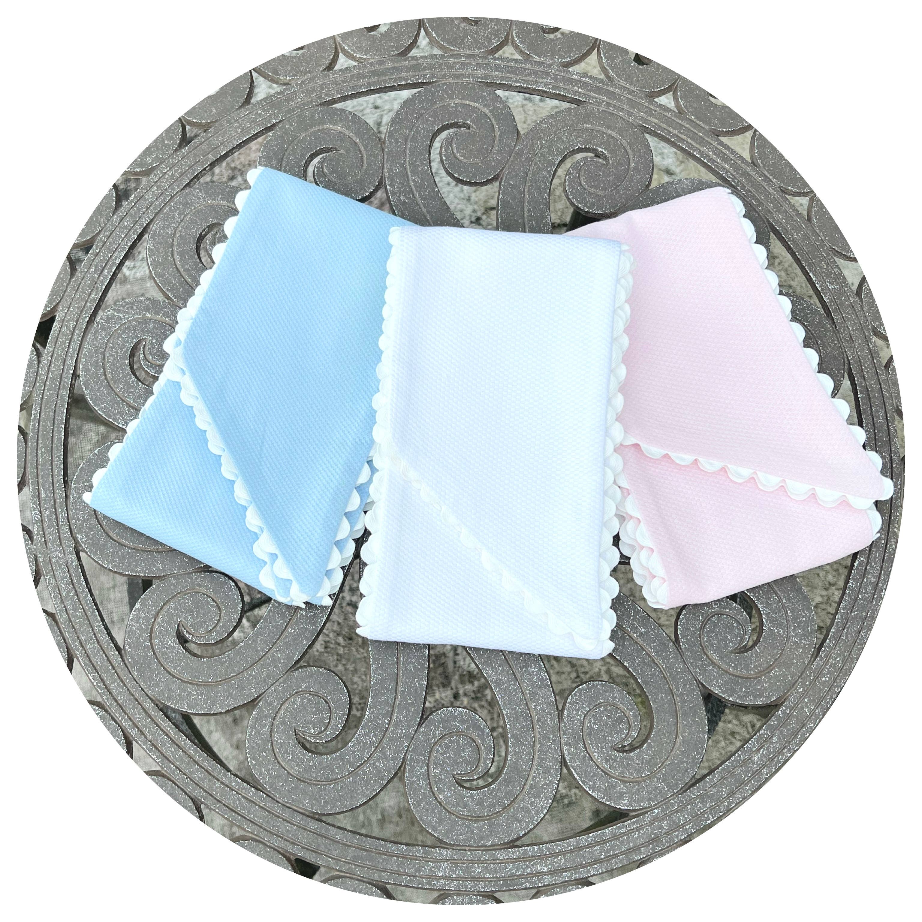 Color Cotton Pique Sash with Trim: White / 44 inches