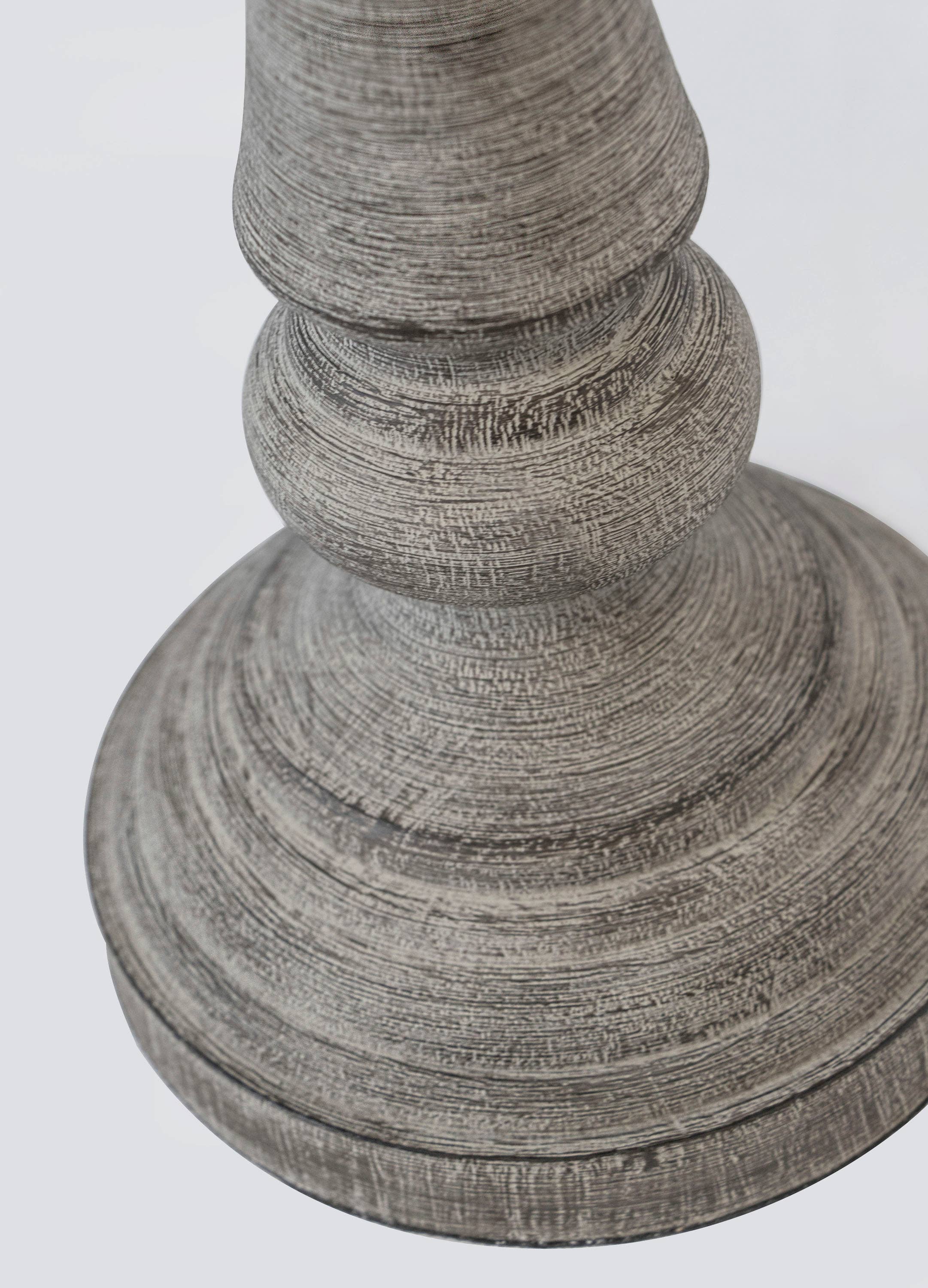 32" Polyresin Table Lamp w/ Reclaimed Grey Finish: Reclaimed Grey w/ Natural Linen