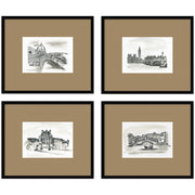 Vintage Europe 4 Piece Framed Wall Art Print Set by Teju Reval Brown Mat