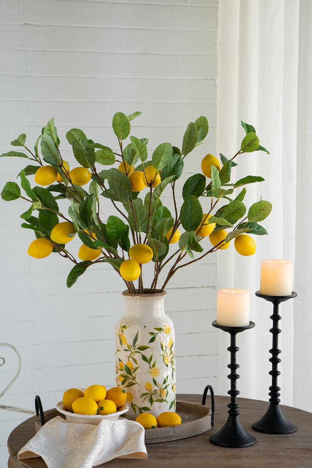 10x5x33.5"H Faux Lemon Branch Décor