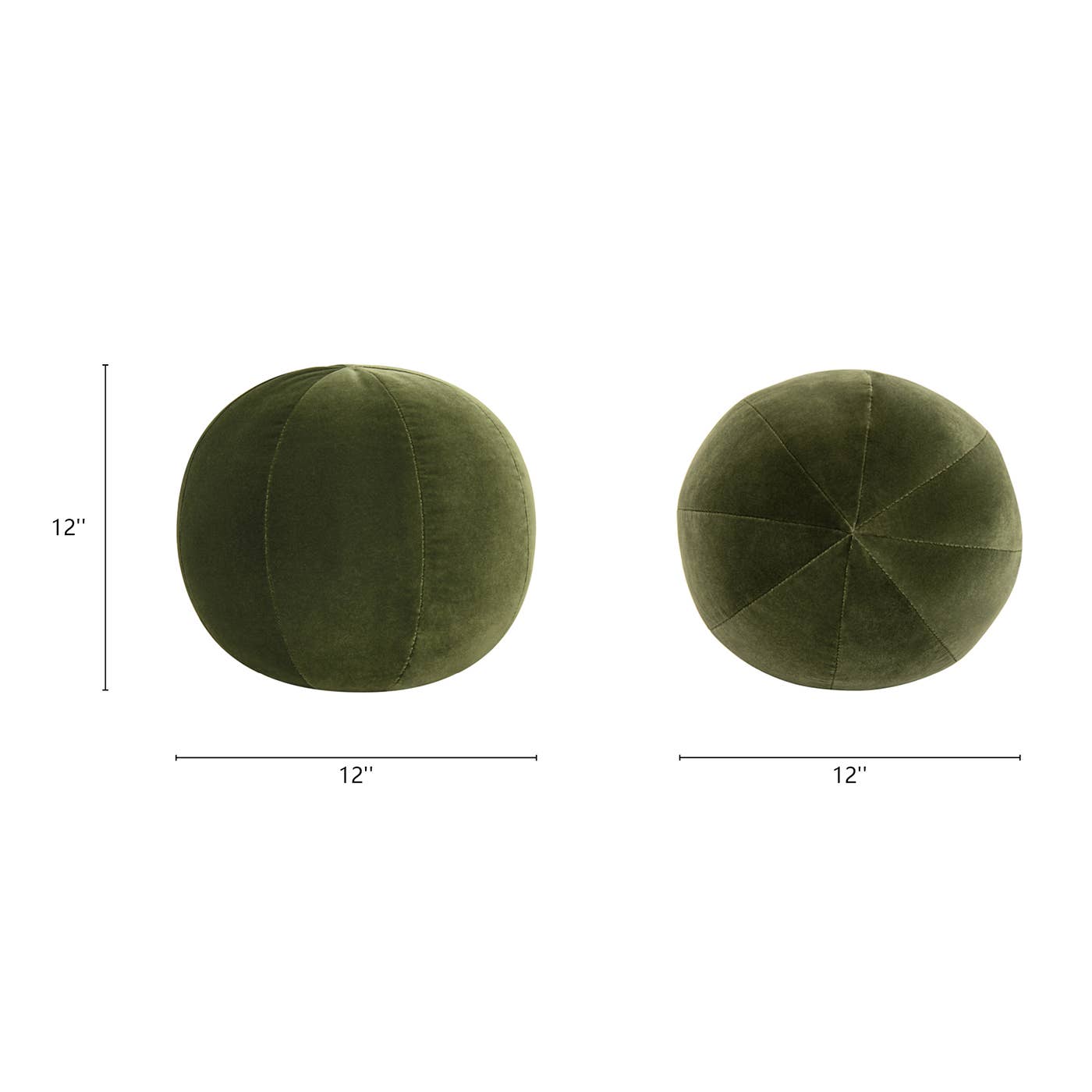 Luna 12" Round Sphere Accent Ball Throw Pillow: Olive Green