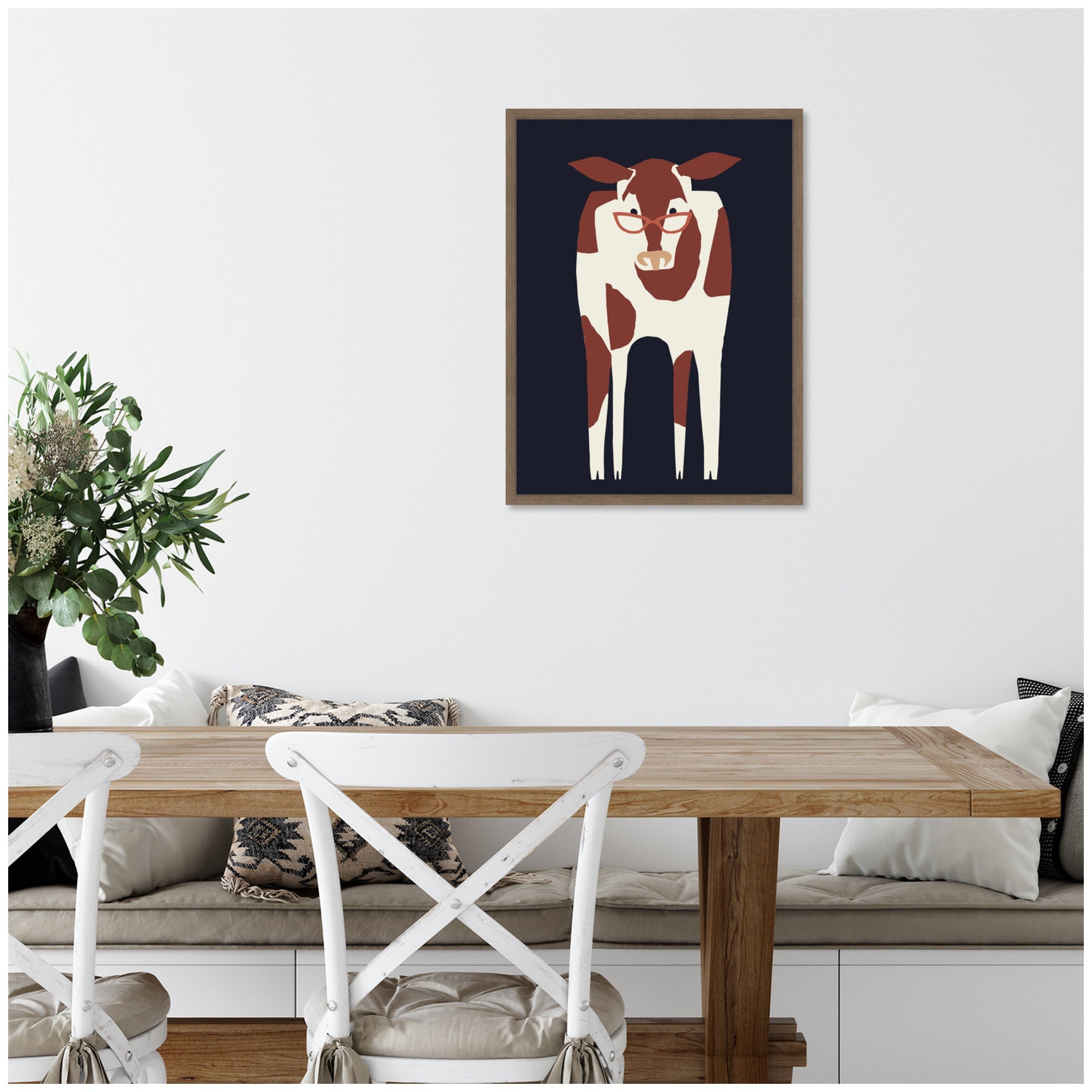 Sylvie Farm Cow Framed Canvas by Hannah Beisang