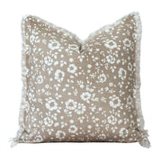 Floral Fringe Pillow Cover | Fleur + Fray Collection: Brown with White Floral