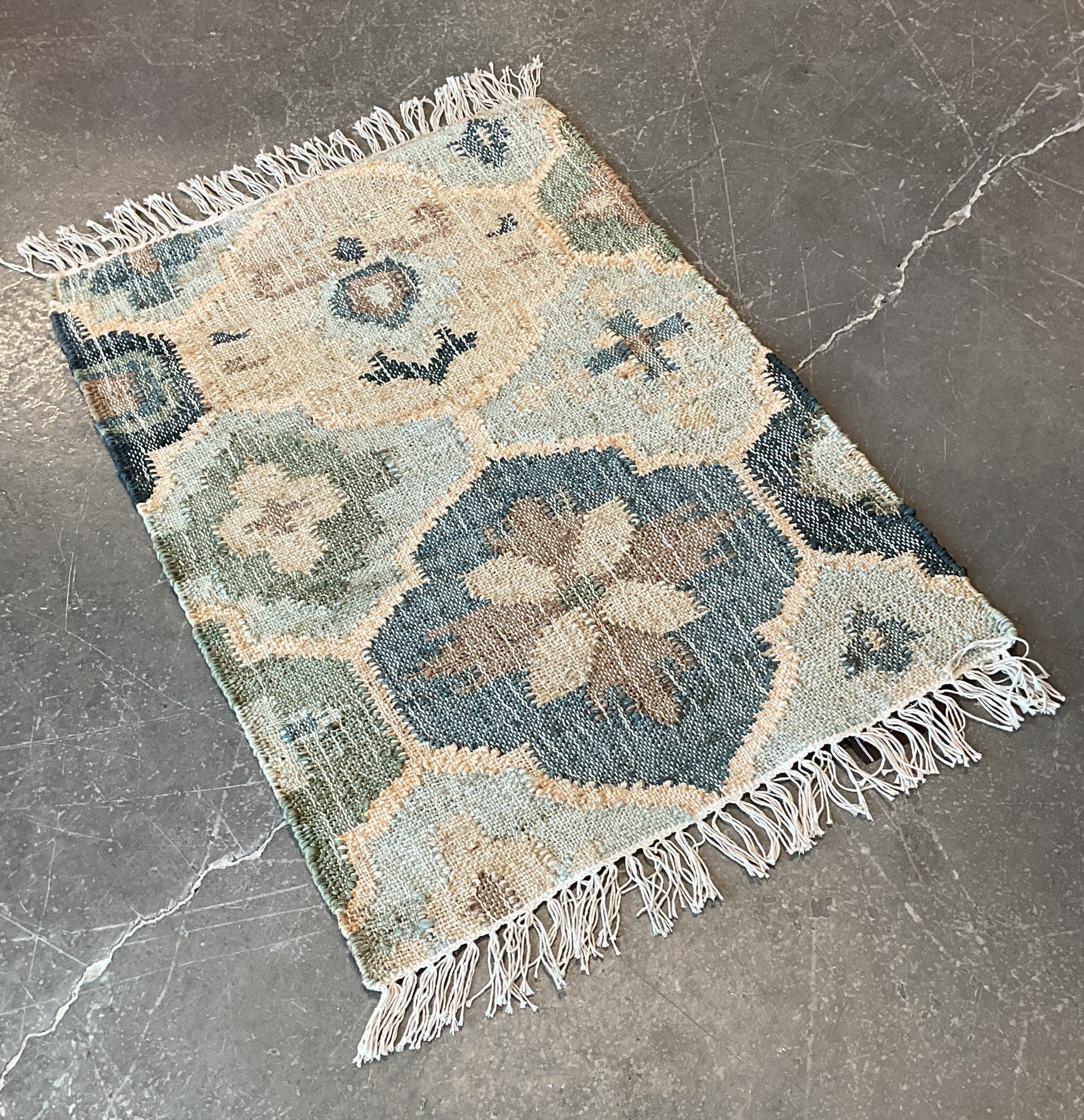 Pali Blue Handwoven Jute Rug