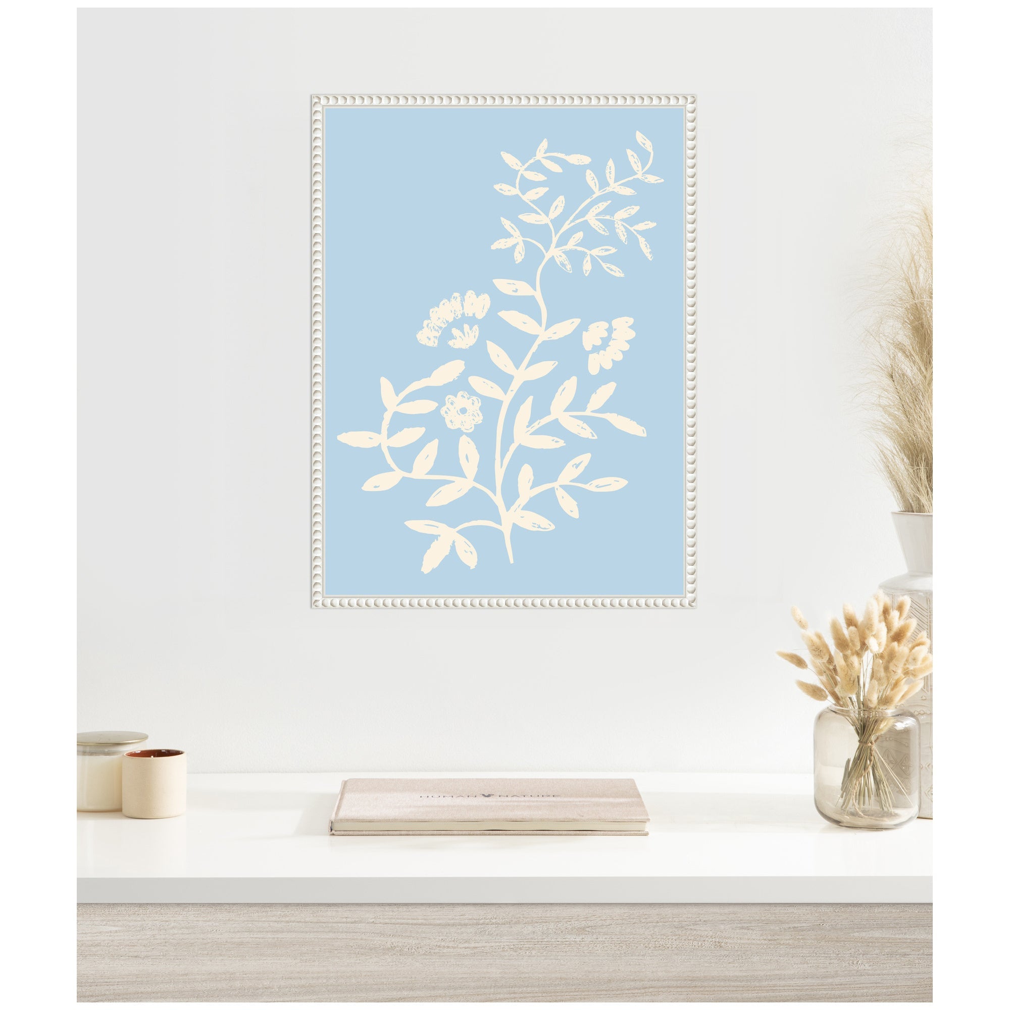Country Chintz Botanical Pale Blue by Vicky Yorke Framed Canvas Wall Art Print