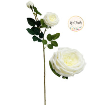 26.5"-real touch moisturized coating Cabbage Faux Rose spray: Ivory