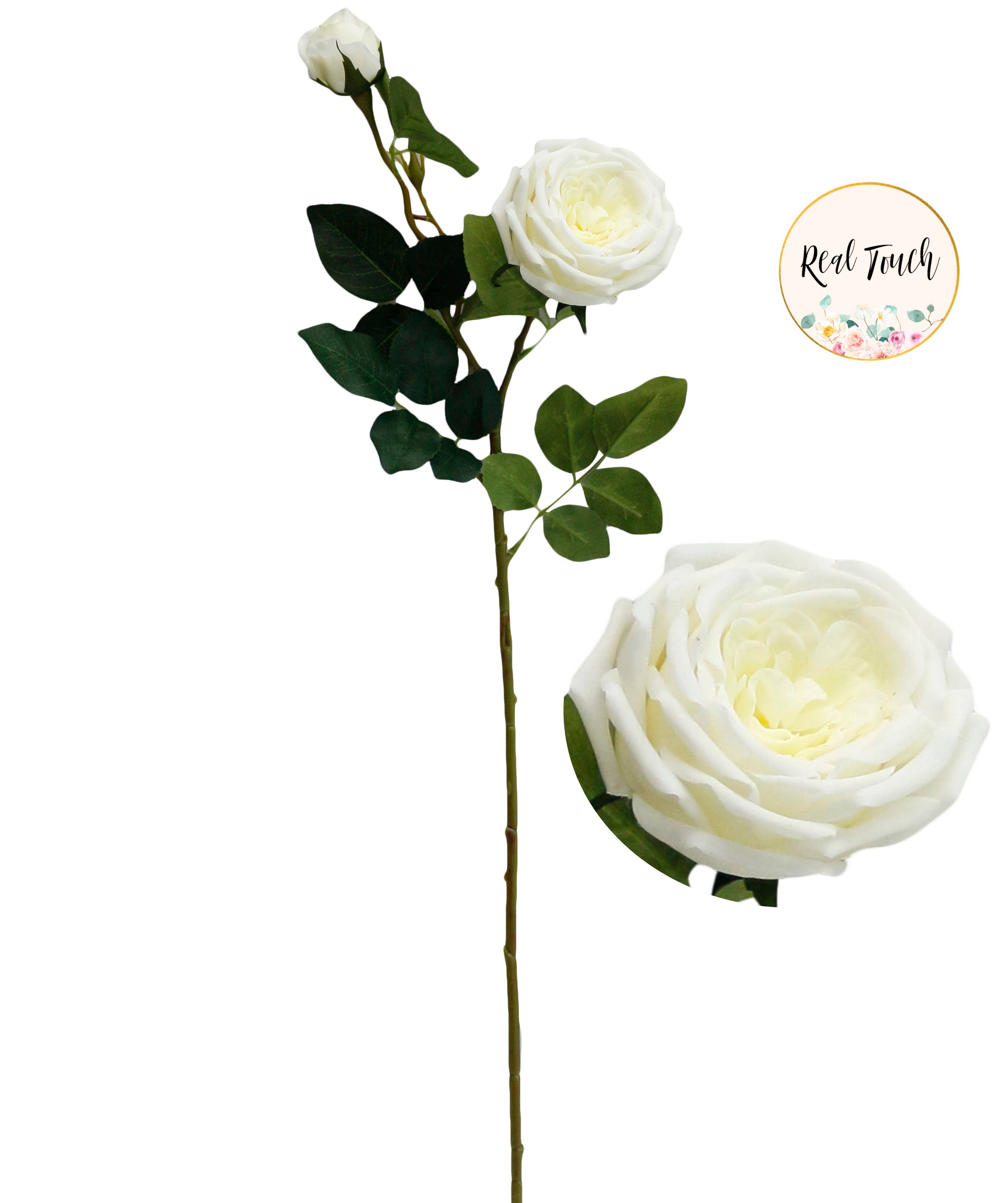 26.5"-real touch moisturized coating Cabbage Faux Rose spray: Ivory