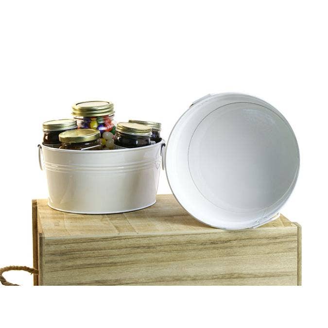 8 inch Round Tin Tub in multiple finishes: White