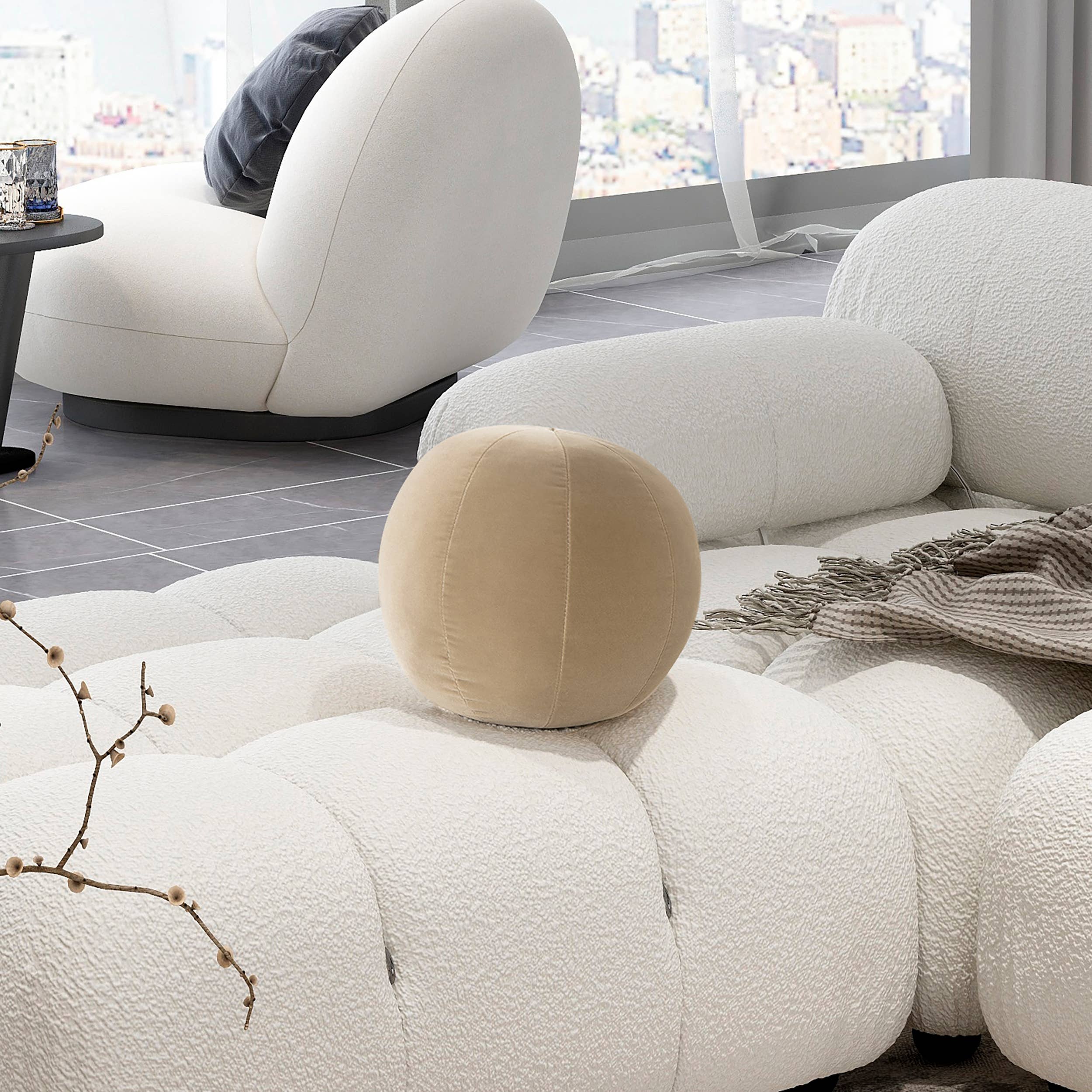 Luna 12" Round Sphere Accent Ball Throw Pillow: Olive Green