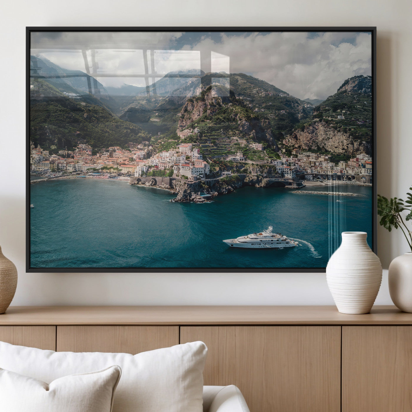 Amalfi Coast Wall Art – Framed Italian Seaside Canvas
