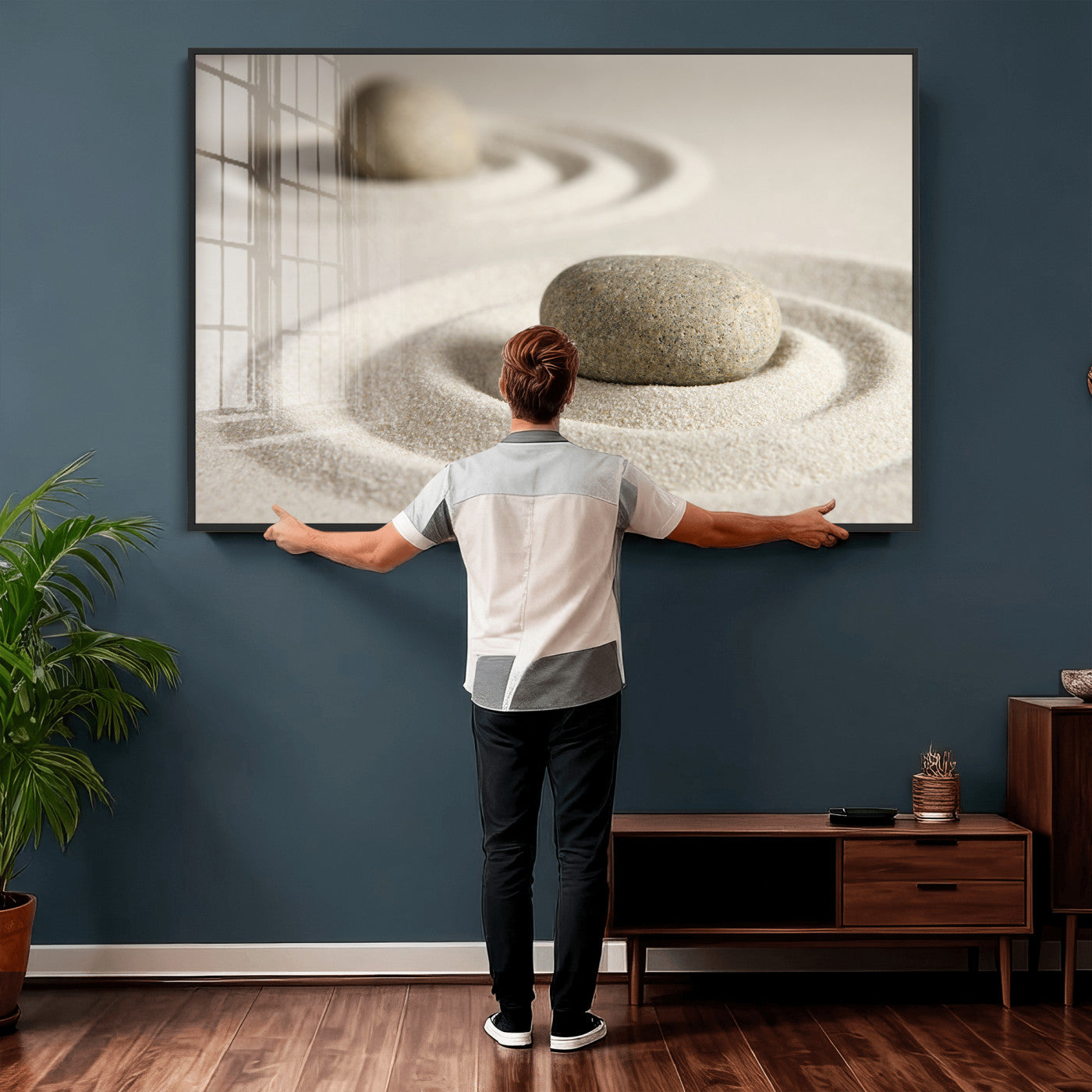 Zen Garden Stone Sand Canvas | Japanese Rock Garden Wall Art