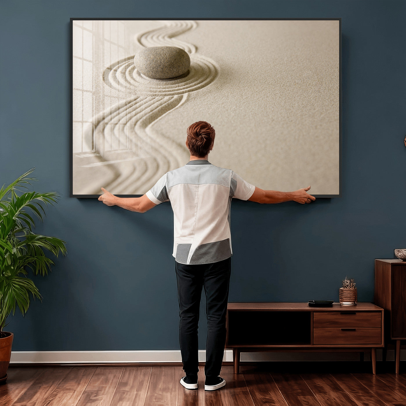 Zen Garden Stone Sand Canvas | Japanese Rock Garden Wall Art