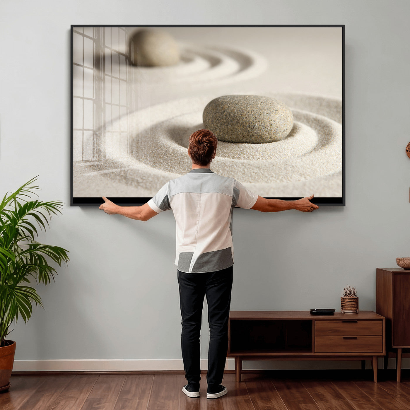 Zen Garden Stone Sand Canvas | Japanese Rock Garden Wall Art