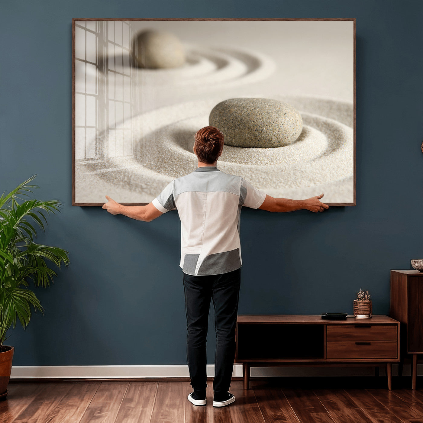 Zen Garden Stone Sand Canvas | Japanese Rock Garden Wall Art