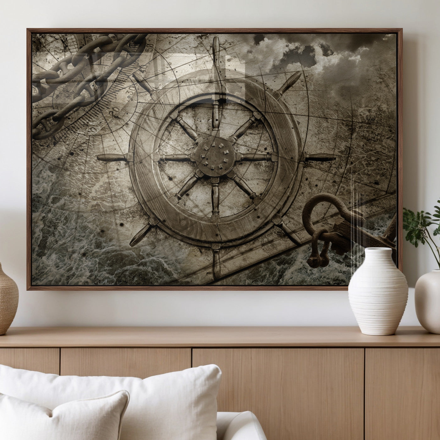 Wooden Ship Wheel Canvas Print, Multi Panel Canvas Wall Art