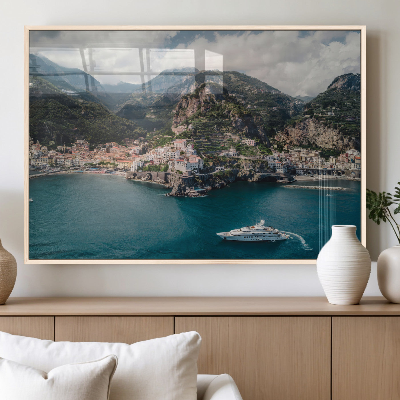 Amalfi Coast Wall Art – Framed Italian Seaside Canvas