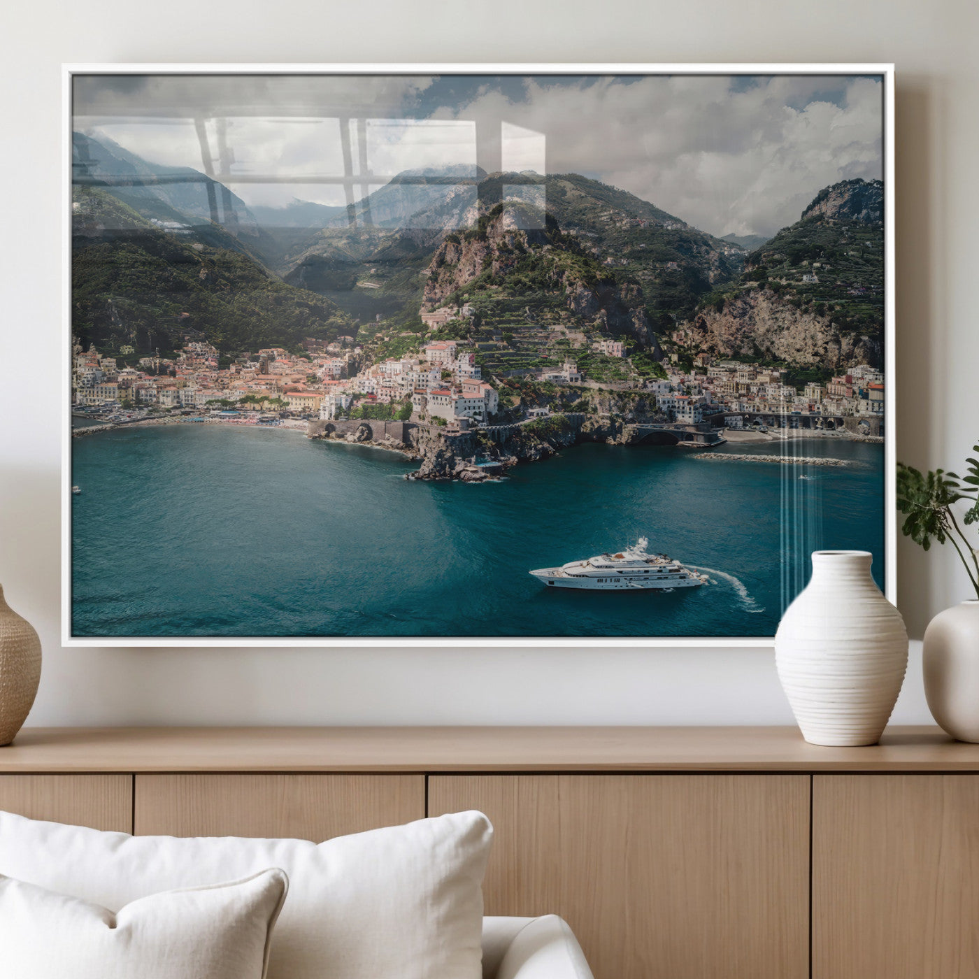 Amalfi Coast Wall Art – Framed Italian Seaside Canvas