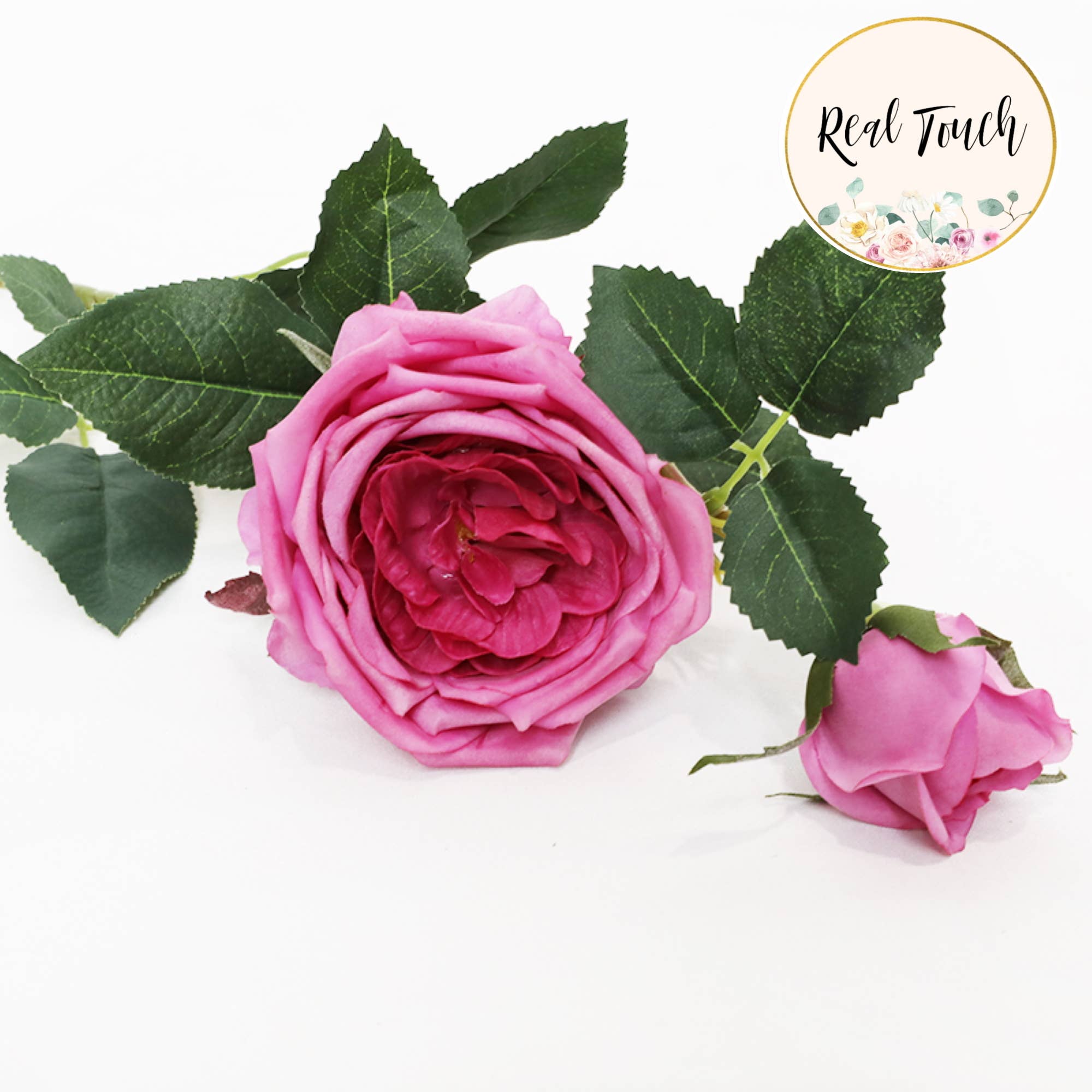 26.5"-real touch moisturized coating Cabbage Faux Rose spray: Ivory