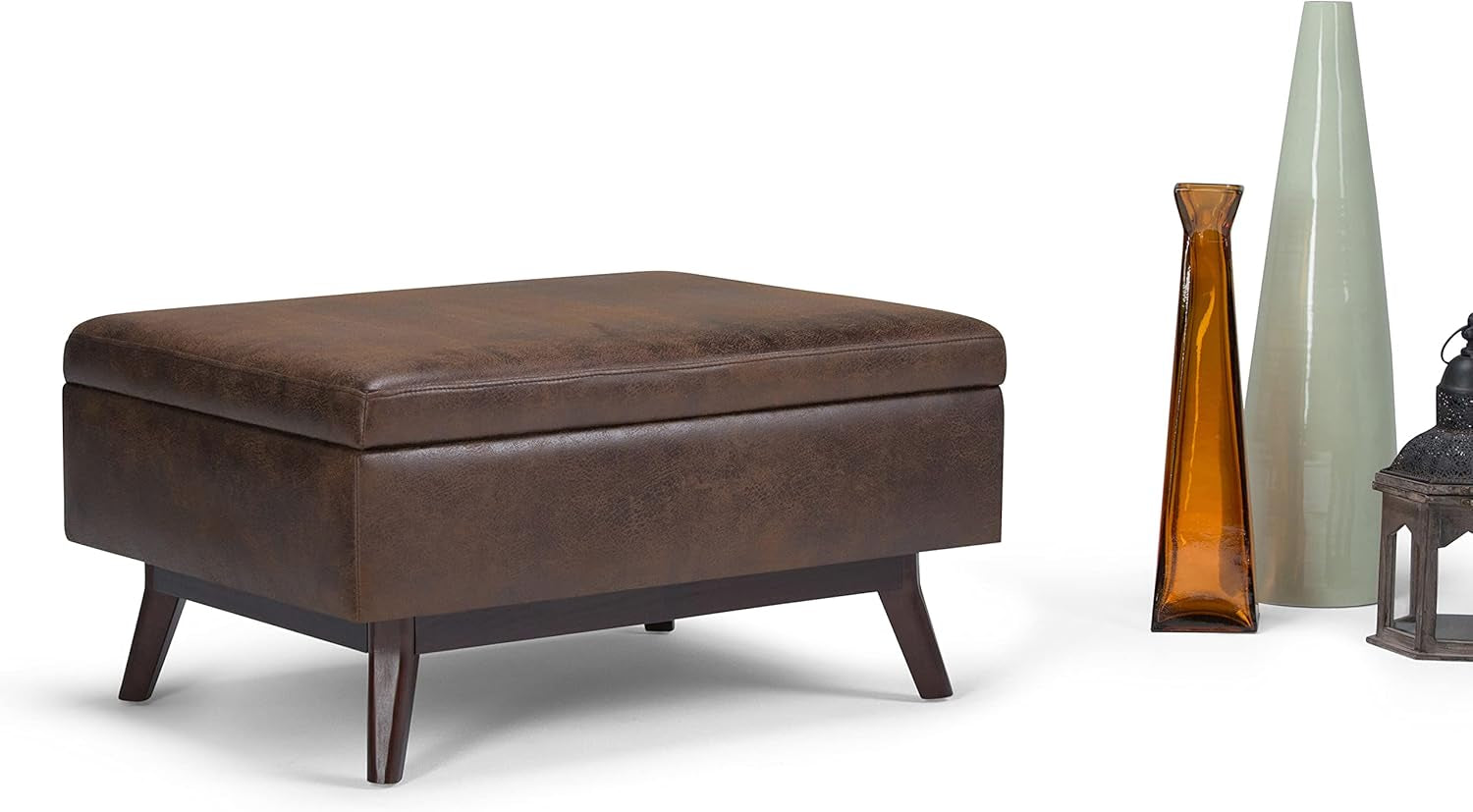 Owen 34 Distressed Chestnut Brown Coffee Table Ottoman