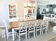 10' x 42" Hickory New England Dining Table with 10 Double Cross Back Chairs