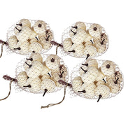 Velvety Pumpkin In Mesh Bag, Bag / 12, For Holiday Harvest Festival Fall Festival & Thanksgiving (Set of 4) - White