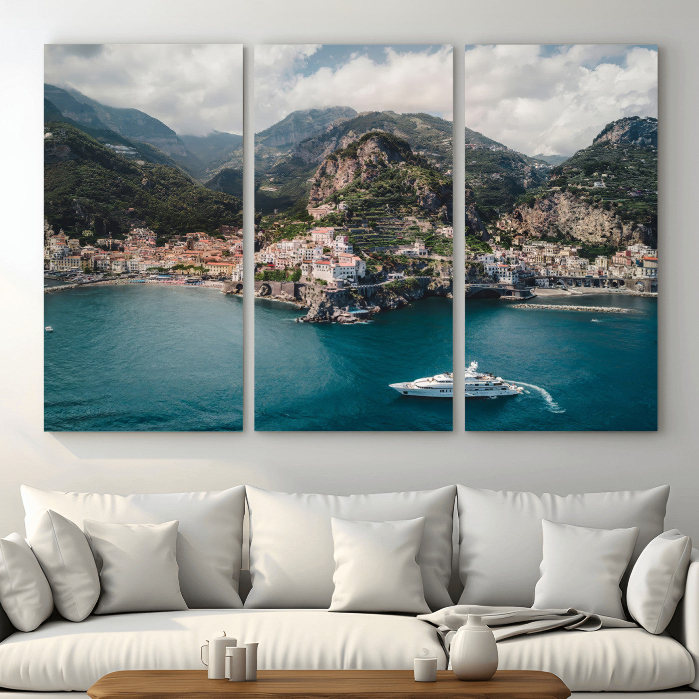 Amalfi Coast Wall Art – Framed Italian Seaside Canvas