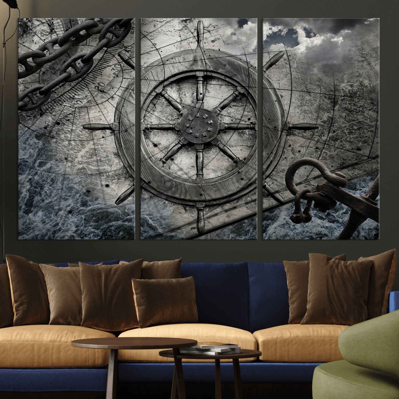 Ship Steering Wheel Vintage Wall Art Canvas Print