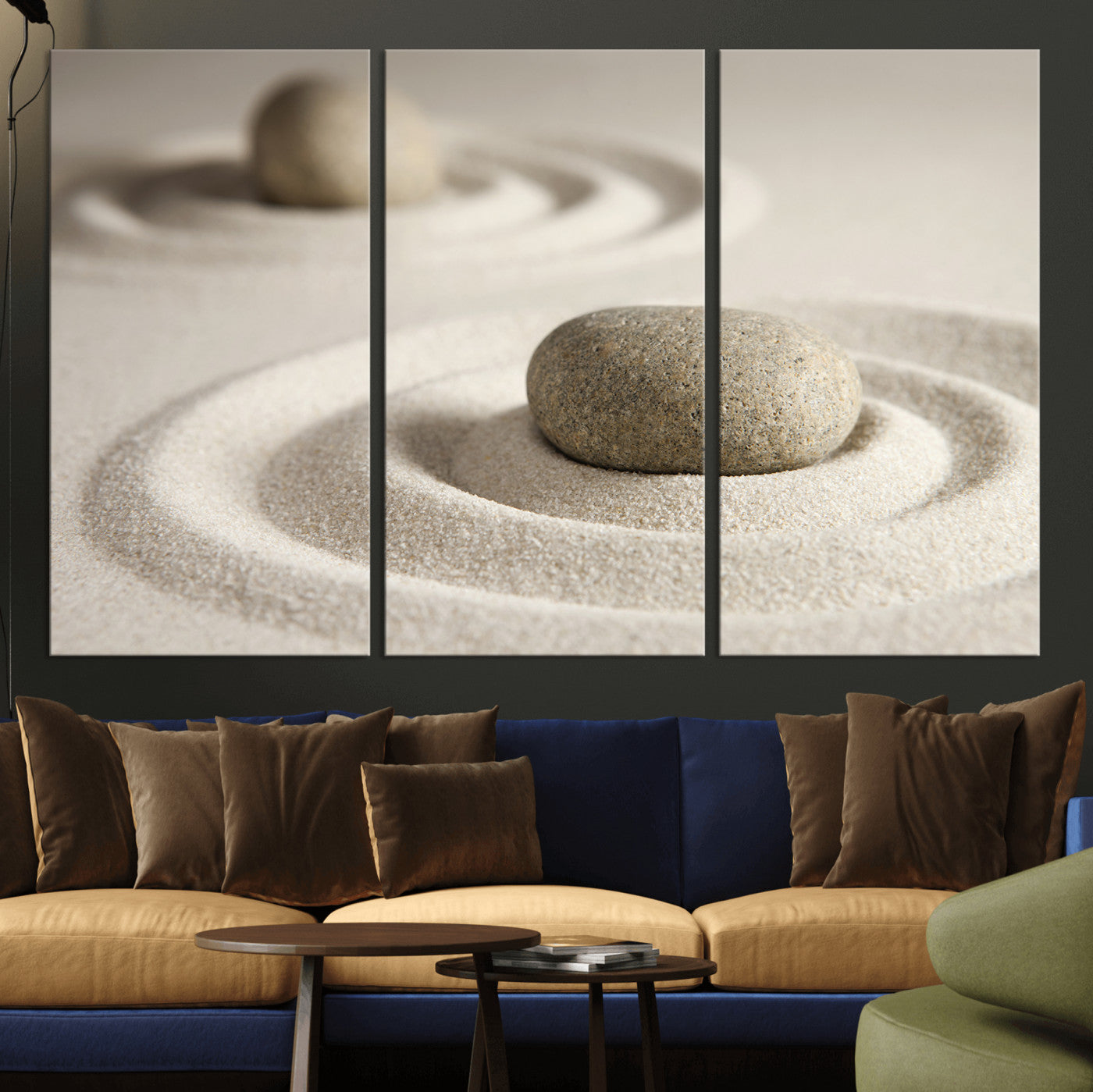 Zen Garden Stone Sand Canvas | Japanese Rock Garden Wall Art