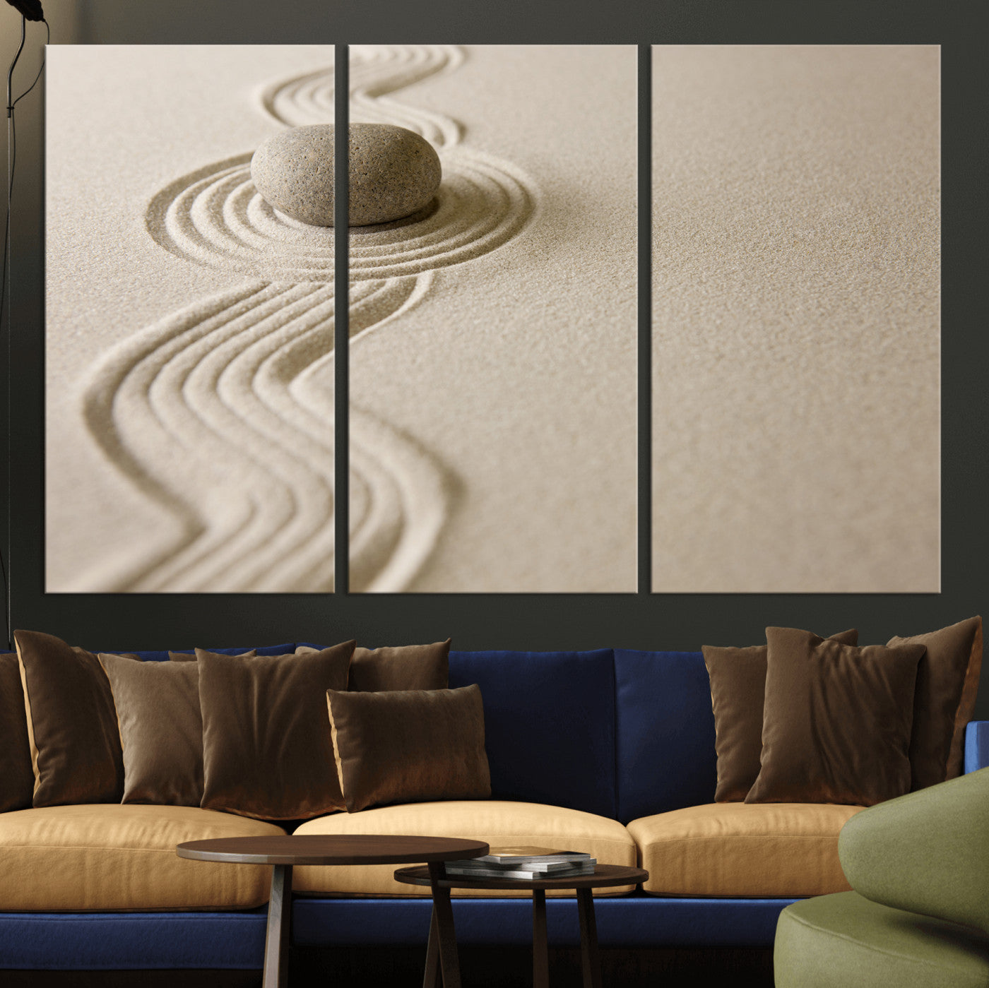 Zen Garden Stone Sand Canvas | Japanese Rock Garden Wall Art