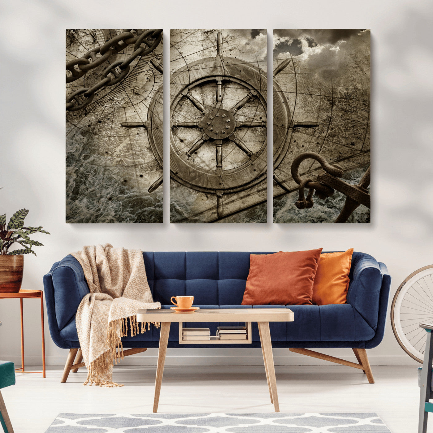 Wooden Ship Wheel Canvas Print, Multi Panel Canvas Wall Art