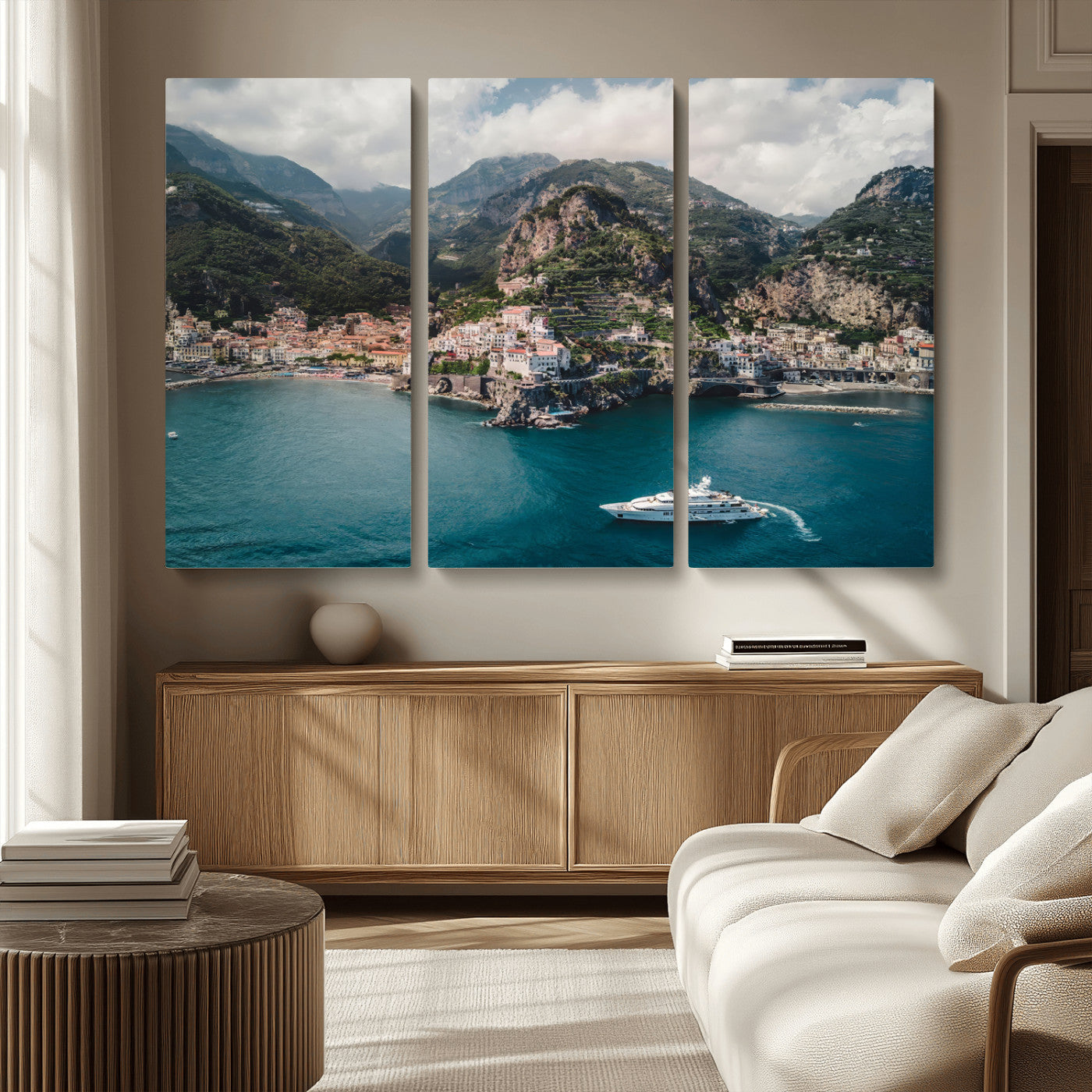 Amalfi Coast Wall Art – Framed Italian Seaside Canvas