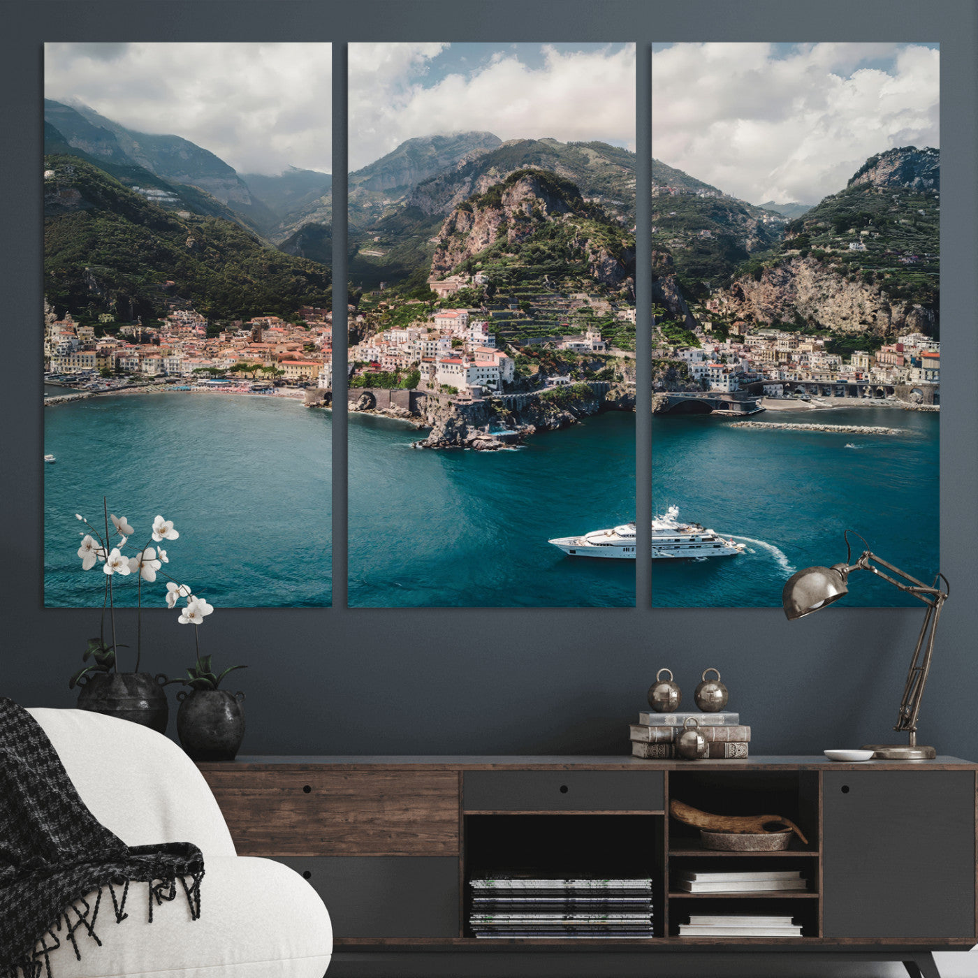 Amalfi Coast Wall Art – Framed Italian Seaside Canvas