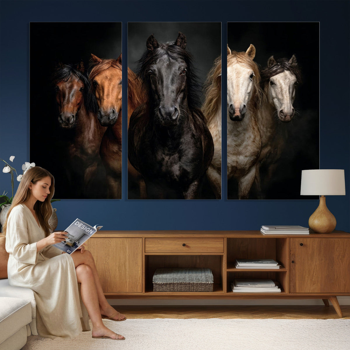 Horse Wall Art Canvas Print, Wild Horses Portrait Photography,