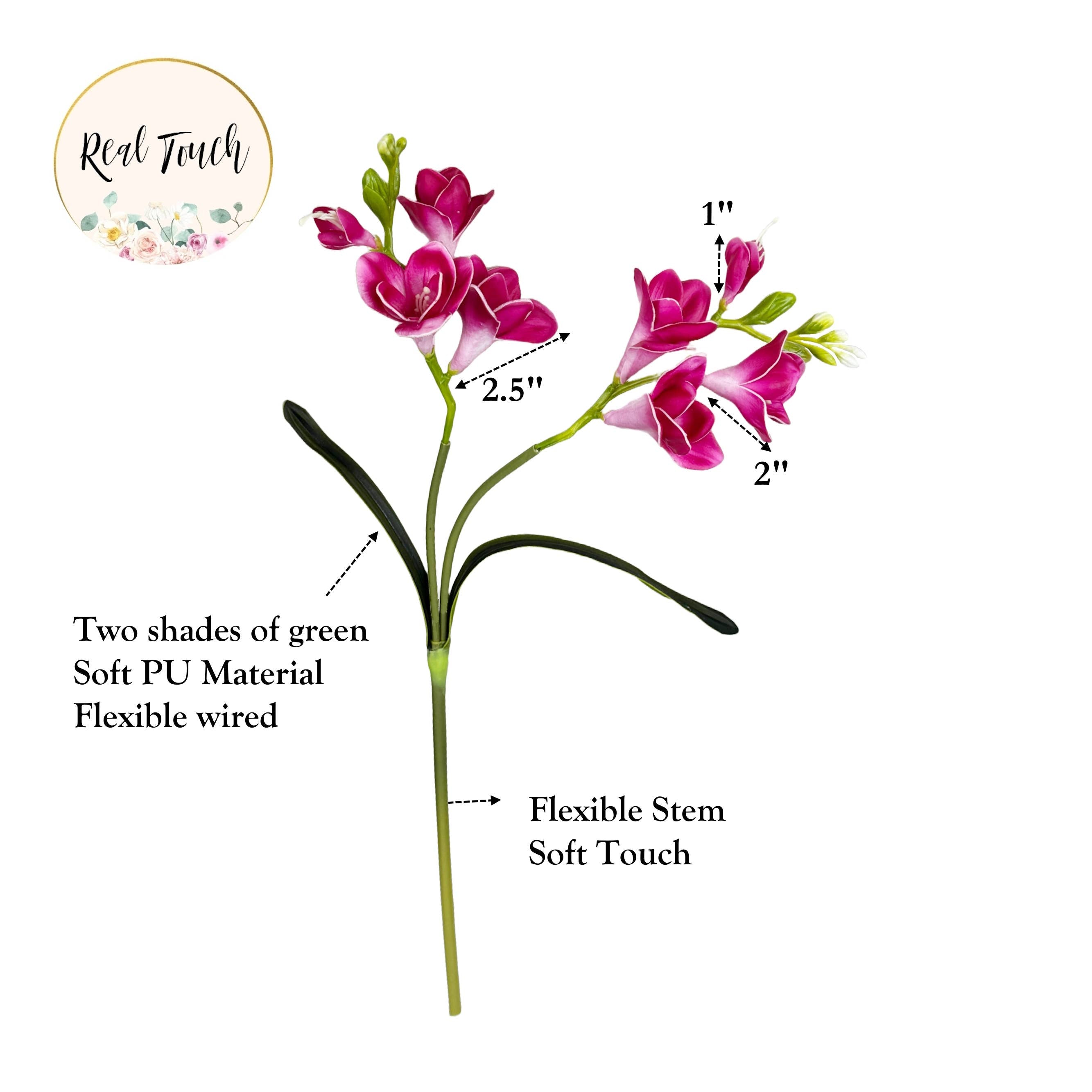 20" Lifelike Soft Real Touch Artificial Freesia-2 sprays: Pure Purple