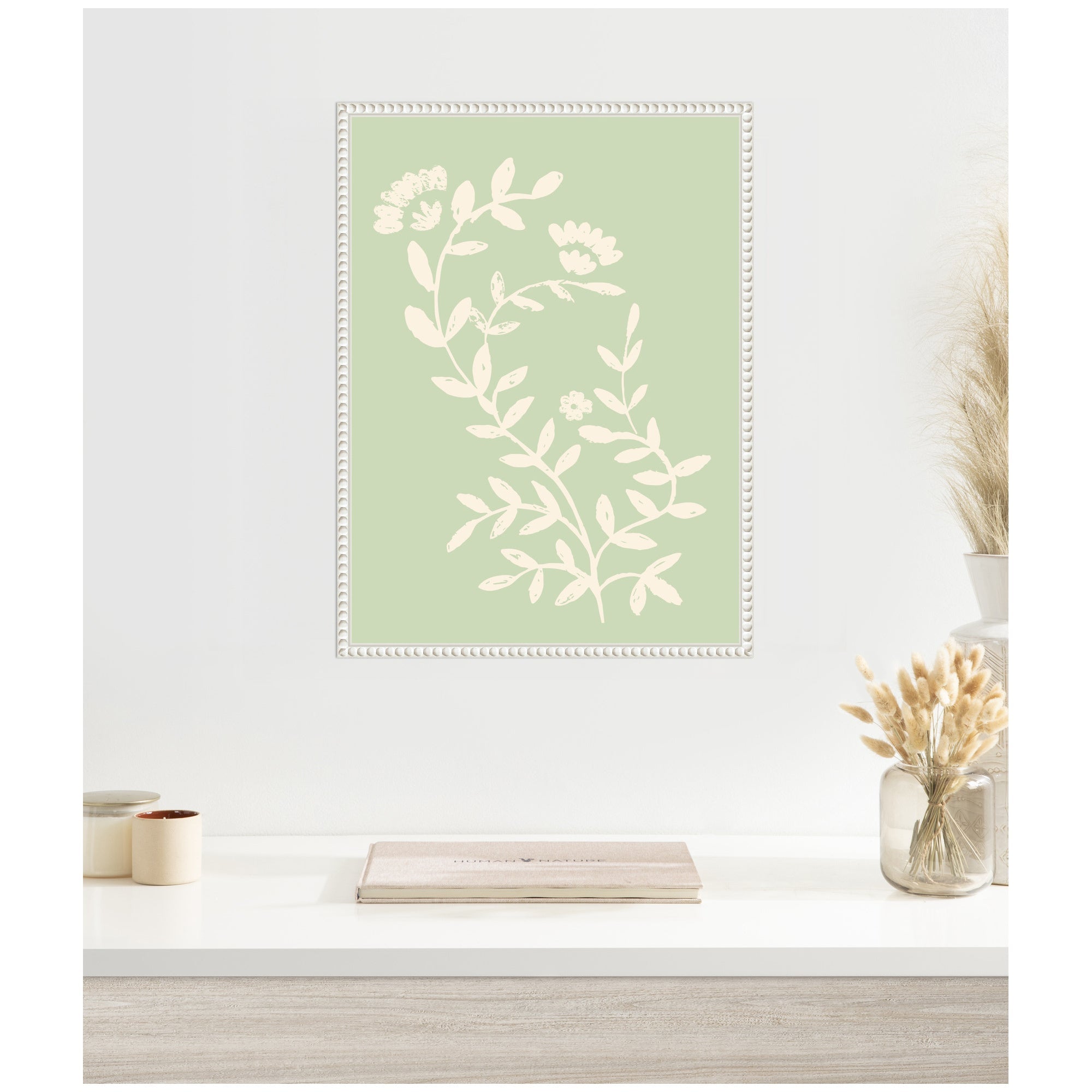Country Chintz Botanical Pale Green by Vicky Yorke Framed Canvas Wall Art Print