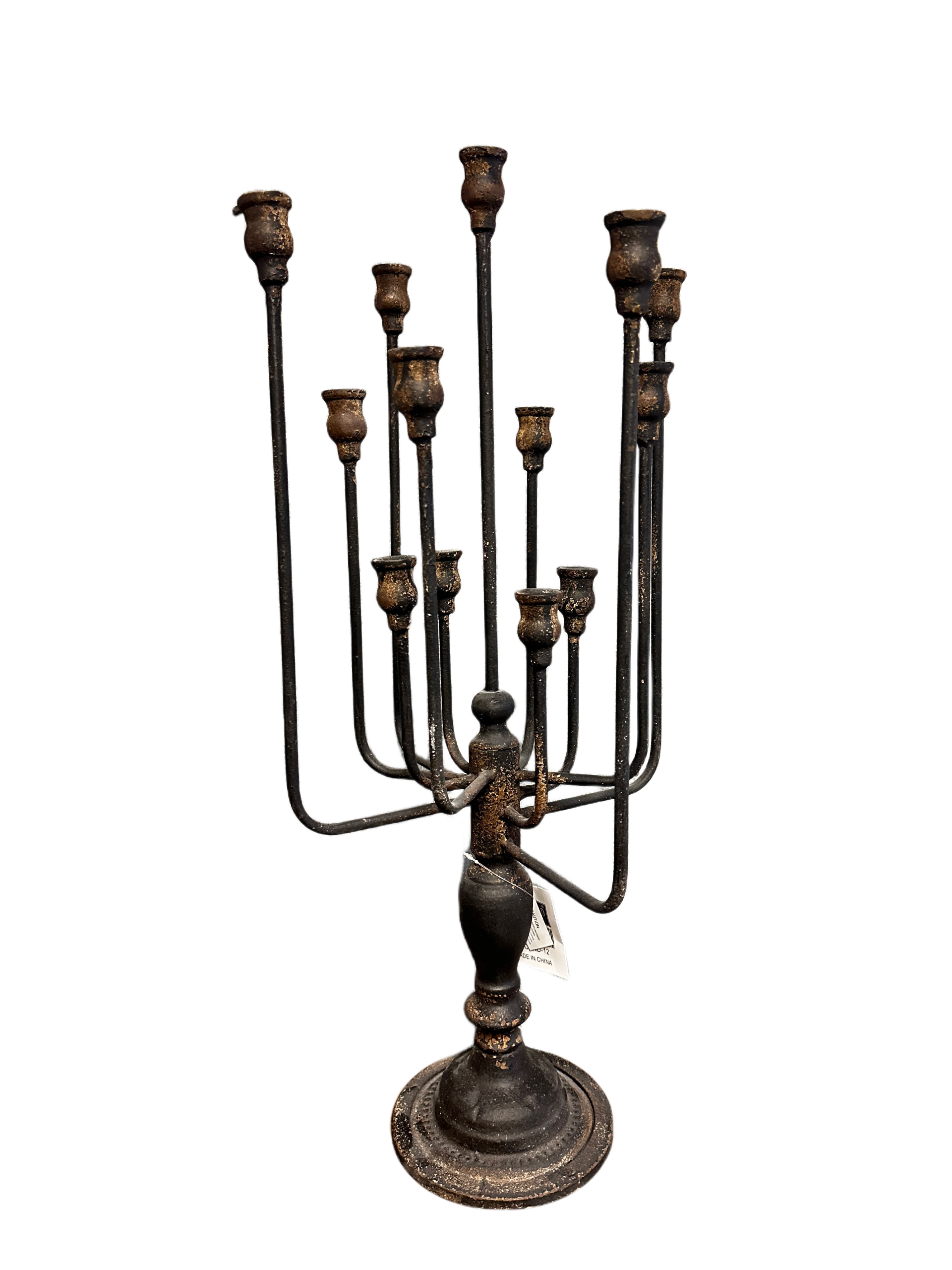 13-Candle Iron Candelabra: White