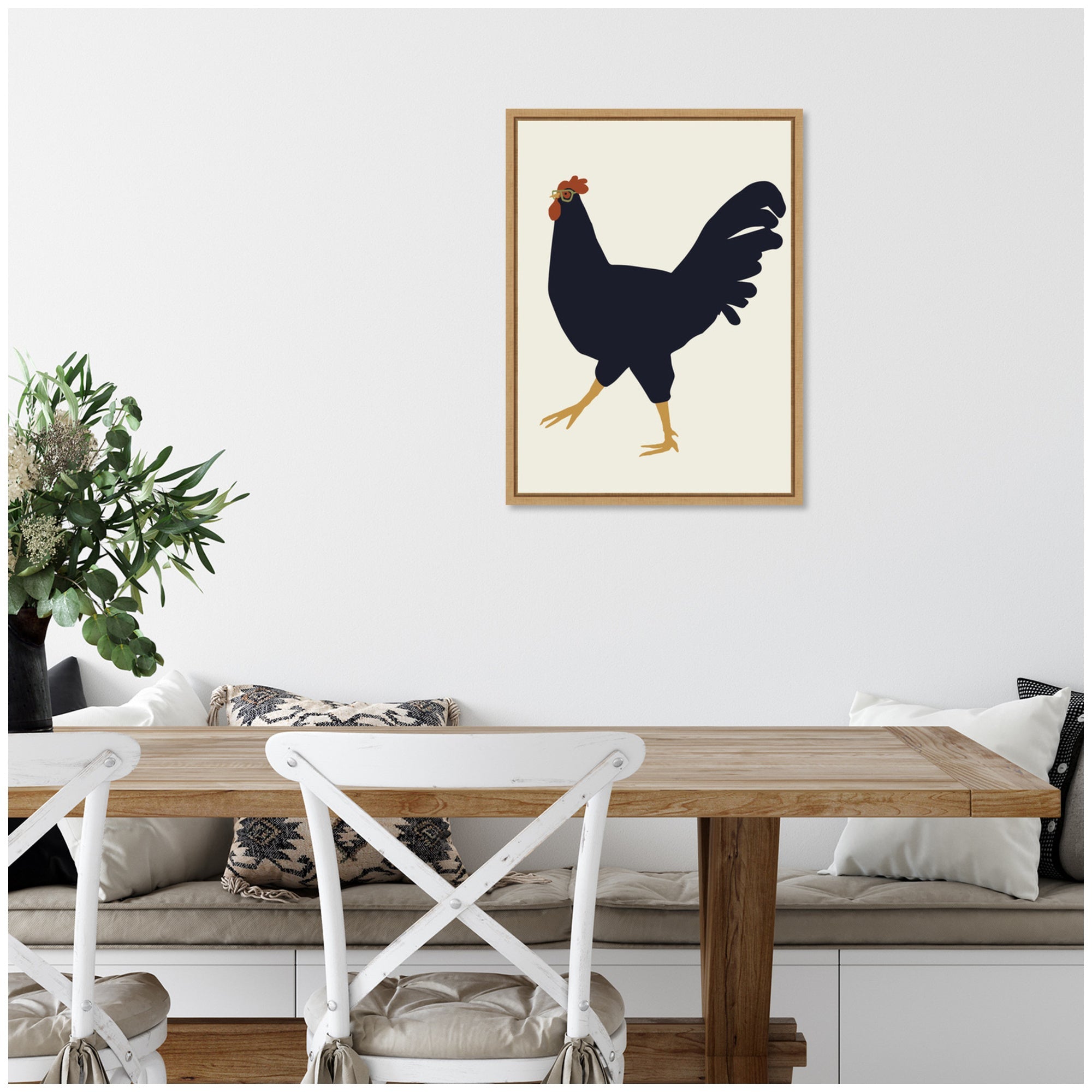 Sylvie Farm Rooster Framed Canvas by Hannah Beisang