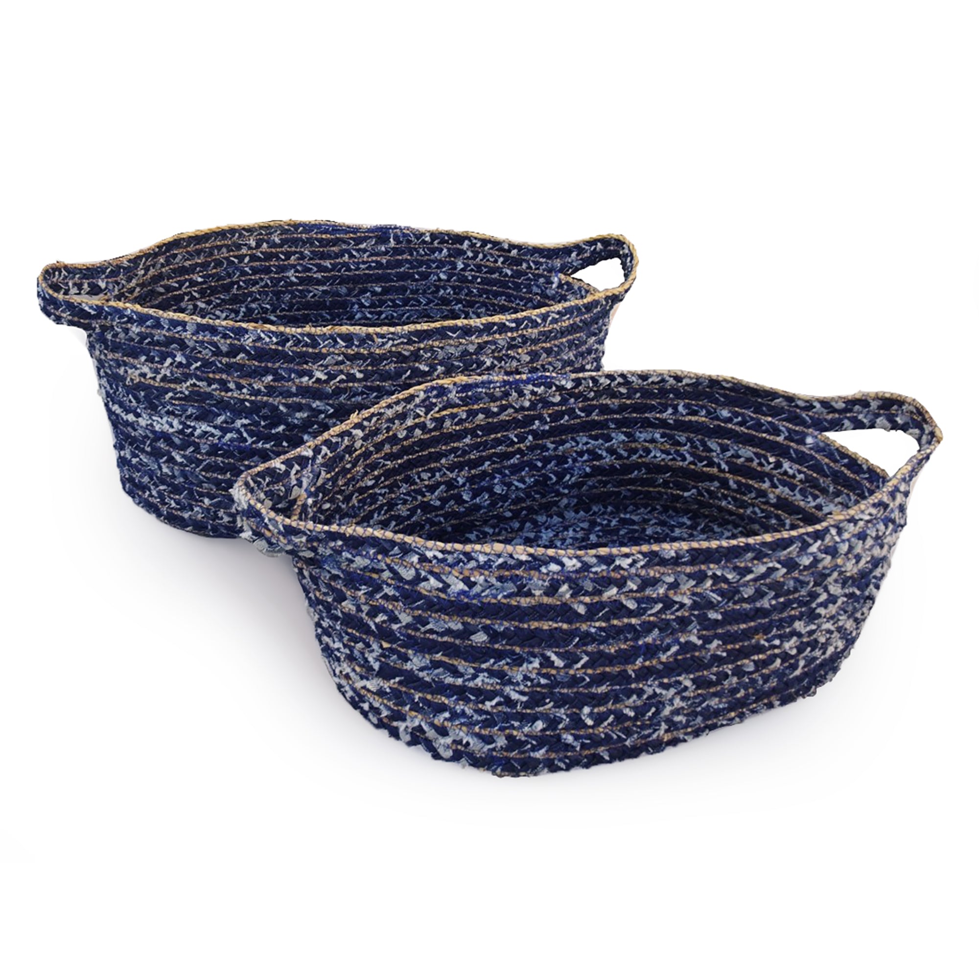 DENIM OVAL BASKETS, SET OF 2