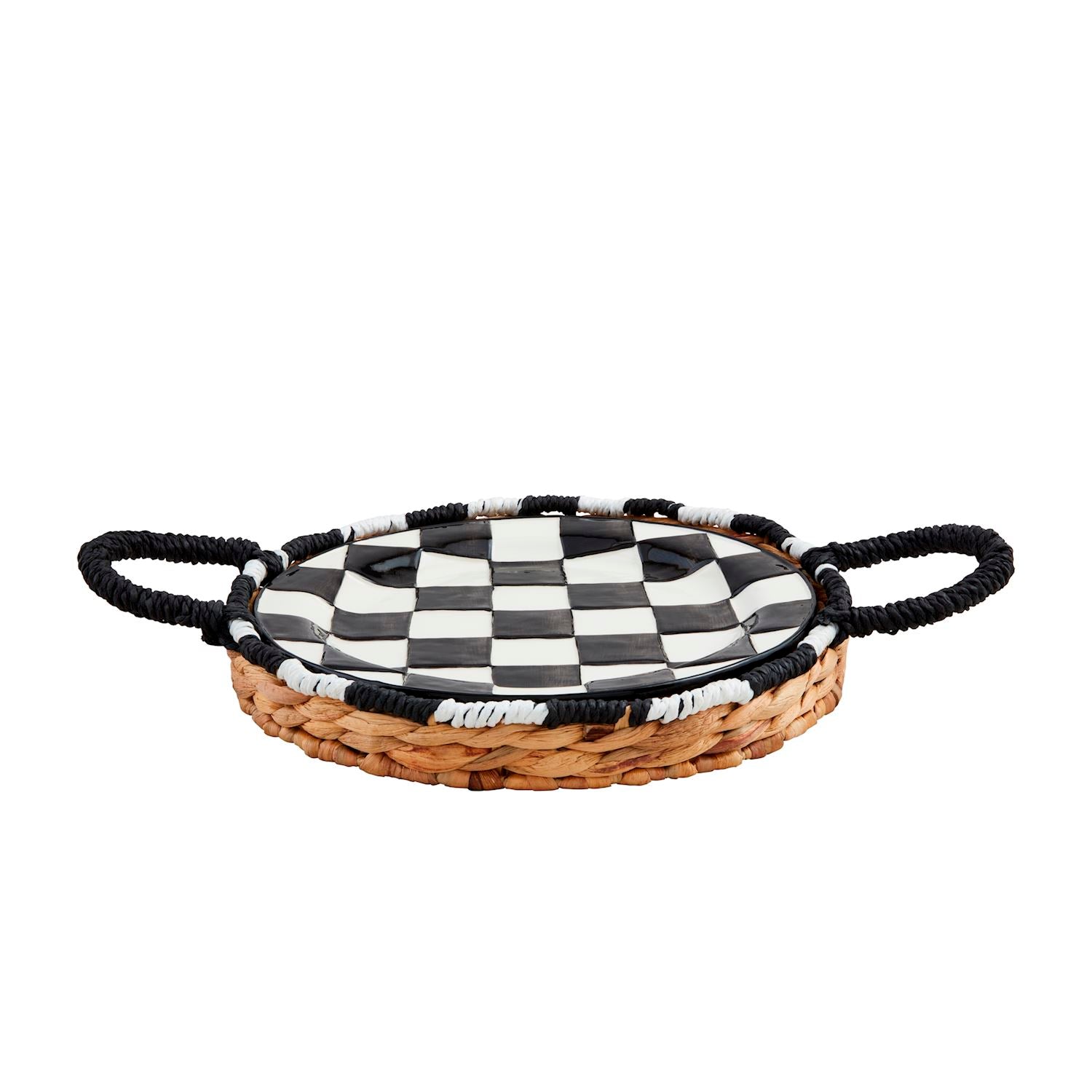 Black & White Check Platter & Basket Set