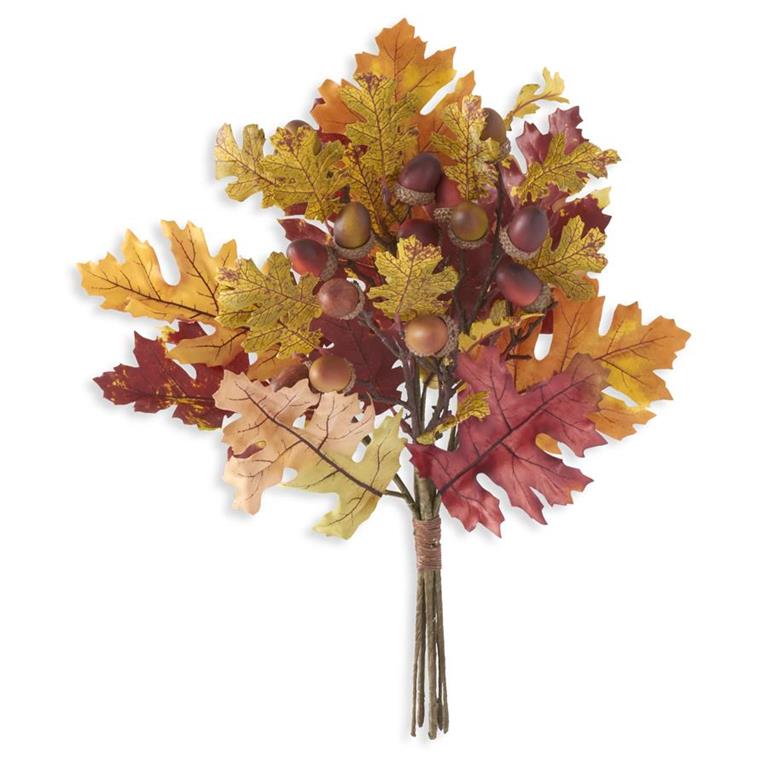 18 Inch Multi Color Fall Oak Leaves Bundle