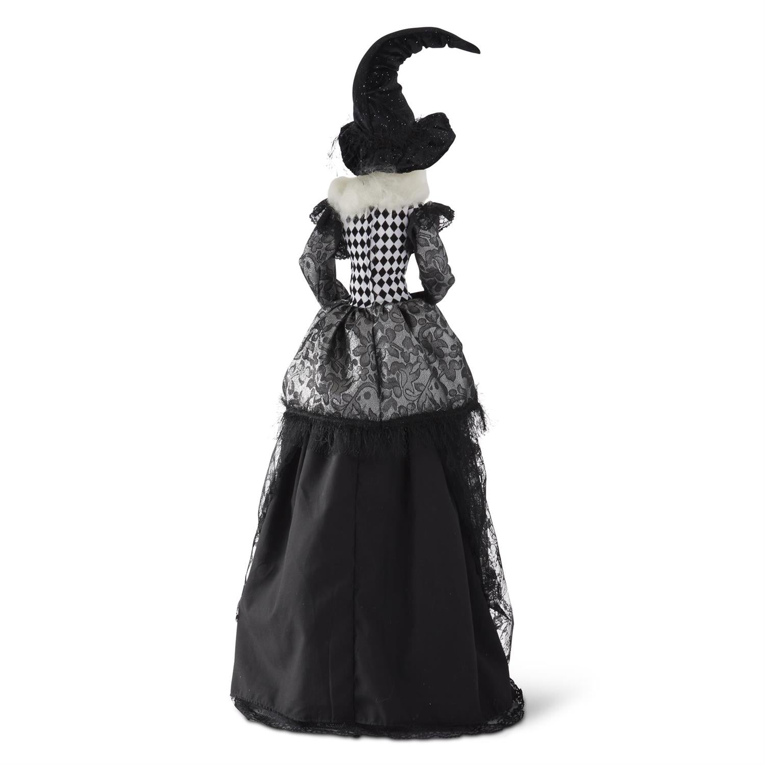 36 Inch Standing Posable Witch w/Black & Silver Dress