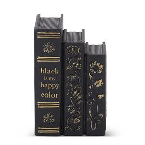 7.25 Inch Black & Gold Resin 3 Stacked Spell Books - 2 Styles