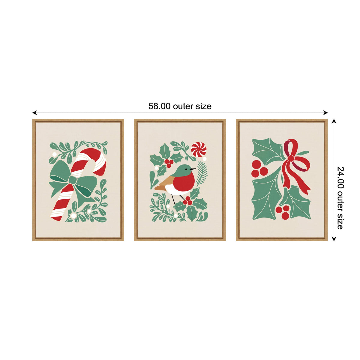 Sylvie Christmas Icons - 3 Piece Framed Canvas Art Set by Dominique Vari