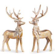 7" AGED GOLD DEER WITH BOW ORNAMENT - Sold Ea