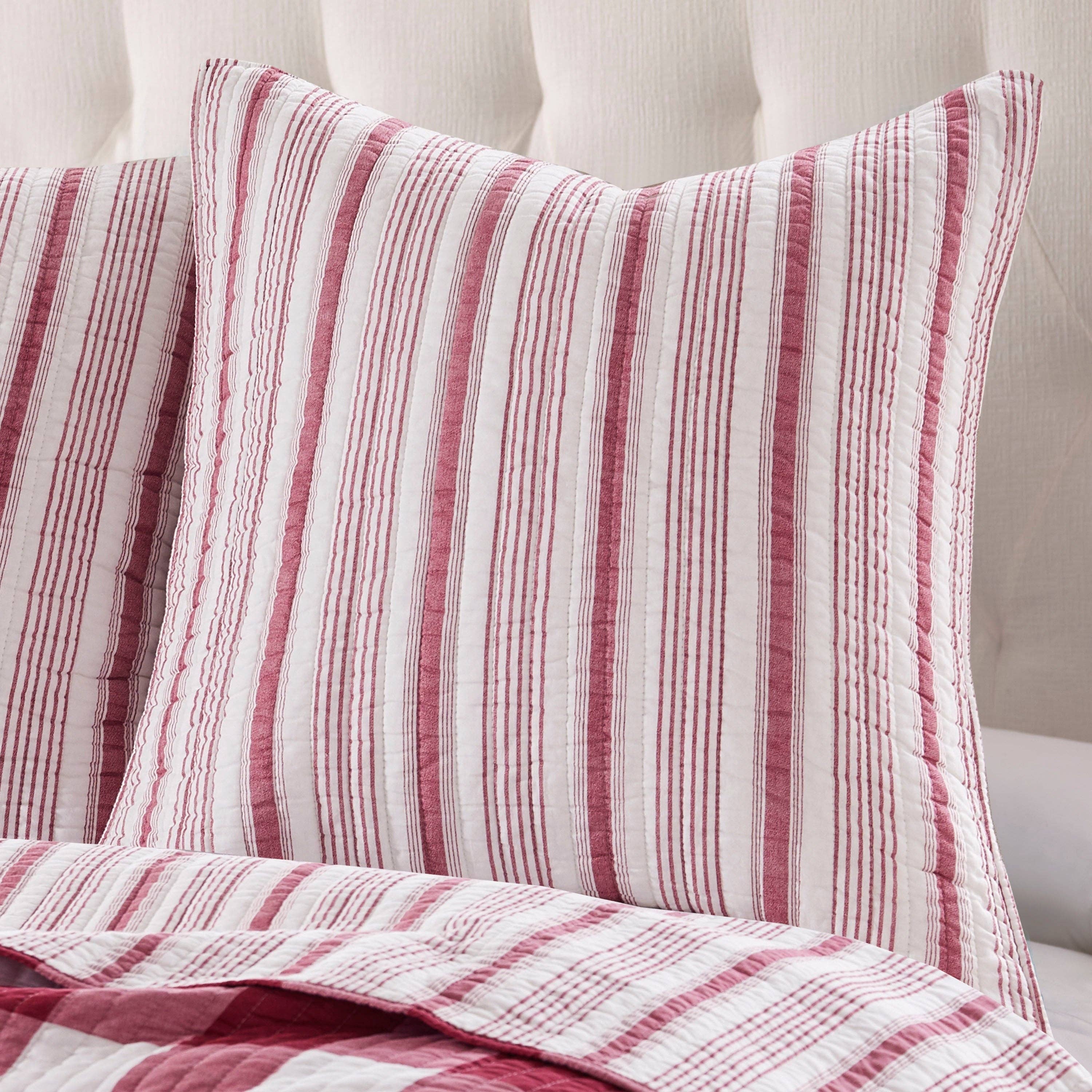 Camden Red Euro Sham Set of 2 -Stripe: Default Title